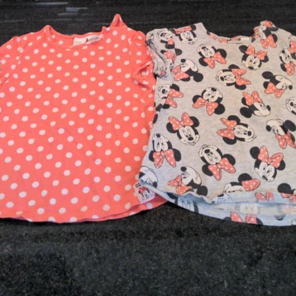H&M Baby Girls Disney Minnie Mouse Set of 2 Tops Short Sleeve Size 18m - 2Y